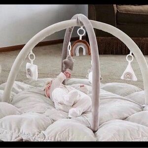 Plush Baby Play Gym with Hanging Rainbow Toys - Soft Neutral